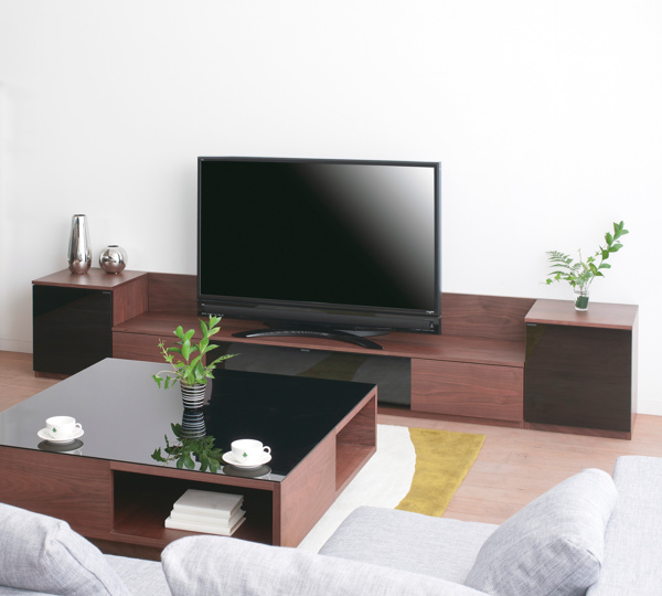 松永家具 テレビボード 180cm ブラック ガラス天板 松永家具 テレビ台 AVステーション ブラックガラス バックパネル付