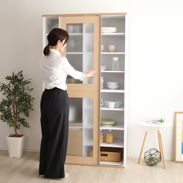 ホームテイスト（HOME taste） 食器棚 幅100cm スライド扉 北欧風