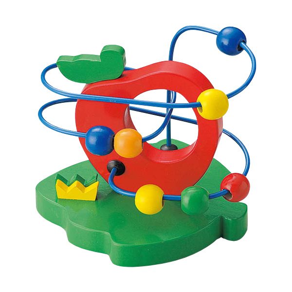 おもちゃ 知育玩具 木製 ベビー ビーズコースター りんご 1歳 （ 知育 玩具 赤ちゃん 指先トレーニング 木製玩具 ）