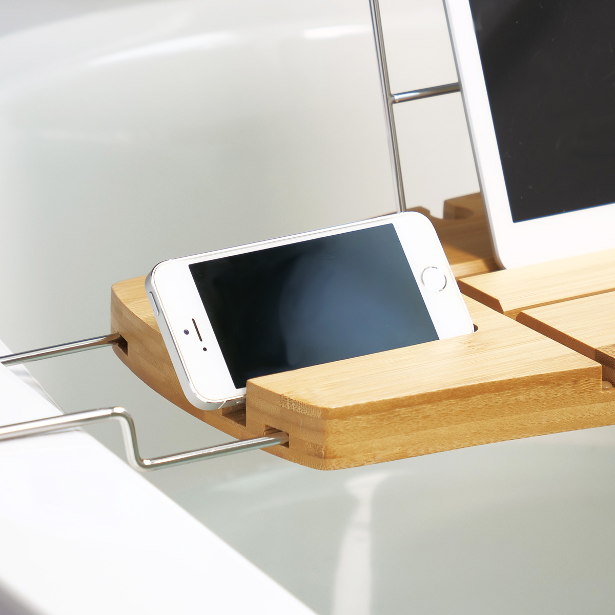 バススタンド umbra アンブラ アクアラ バスタブキャディ お風呂 スタンド スマホスタンド （ タブレットスタンドラック バスタブトレー バスラック ）_8