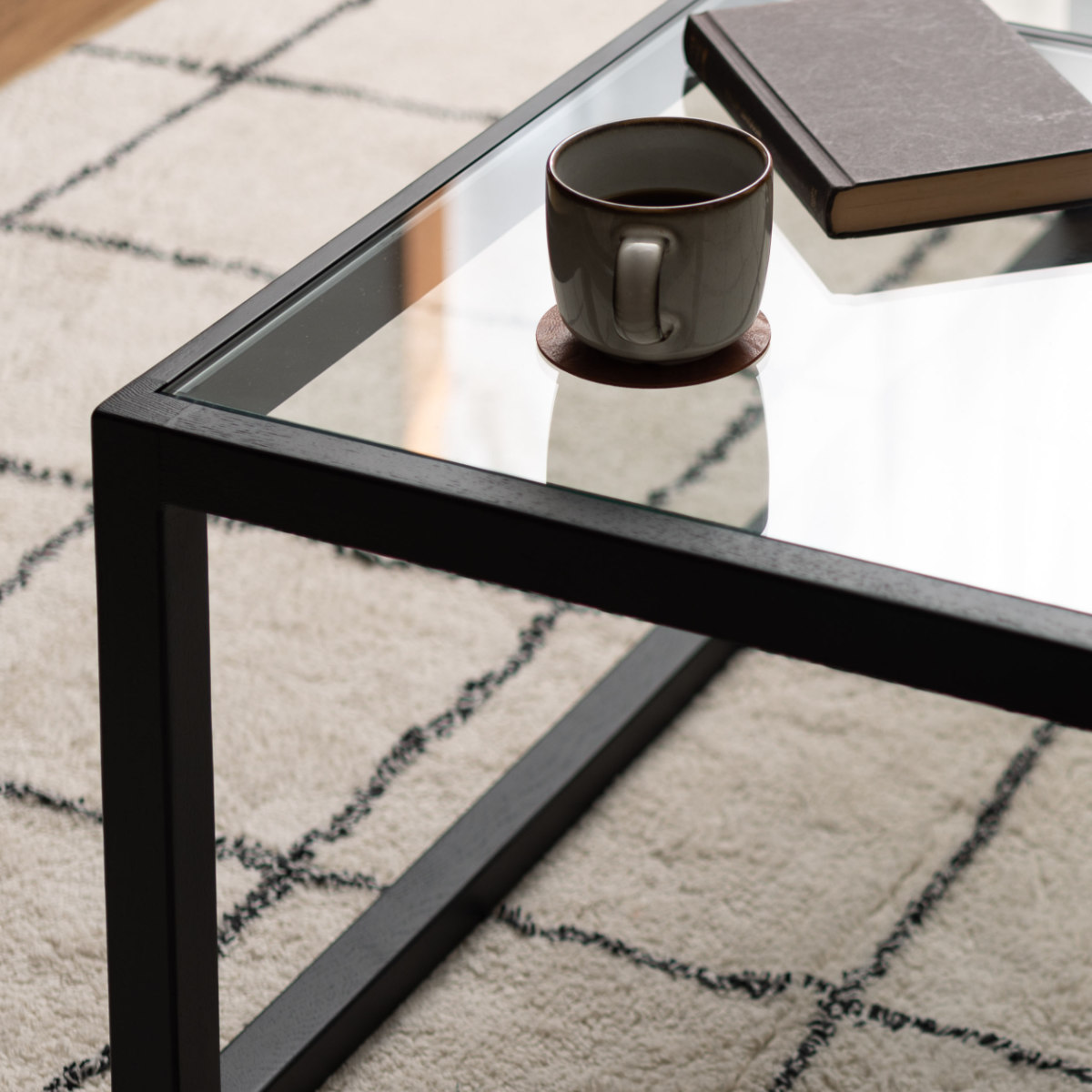 東谷 センターテーブル 幅110cm ガラステーブル ガラス天板 木製 天然