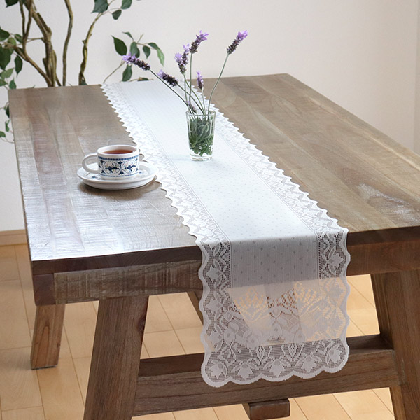 テーブルセンター 24cm×150cm 撥水加工 テーブルランナー レース