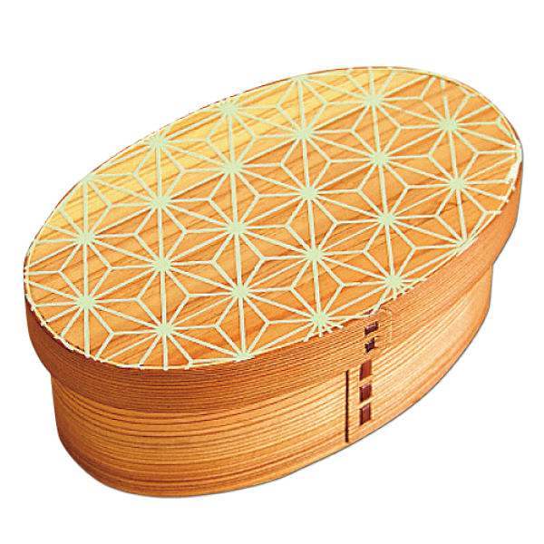 弁当箱 曲げわっぱ 400ml 1段 小判 麻の葉 ウレタン塗装 （ お弁当箱