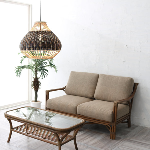 籐 ソファ 2人掛け クッション付 アジアン家具 Breeze 幅122cm （ 籐製