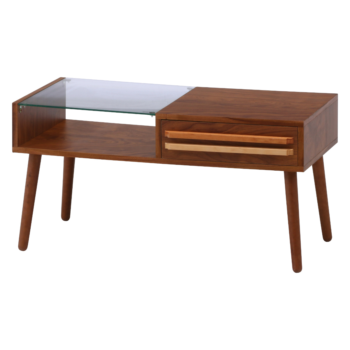 センターテーブル 幅80cm ガラス 木製 引き出し付 ローテーブル テーブル （ 収納 長方形 ディスプレイ ガラス天板 ）｜interior-palette｜03