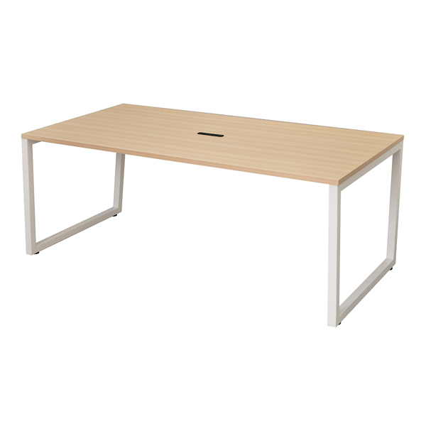 （法人限定） ミーティングテーブル 幅180cm ナチュラル オフィス テーブル デスク コンセント スチール脚 ロの字脚 （ 会議用テーブル 幅 180 打合せ ）｜interior-palette｜03