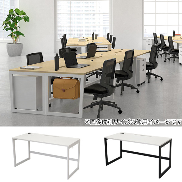 （法人限定） デスク 幅140cm 奥行70cm ホワイト オフィス オフィスデスク コンセント 配線 つくえ （ パソコンデスク 幅 140 ワークデスク フリーアドレス ）_10