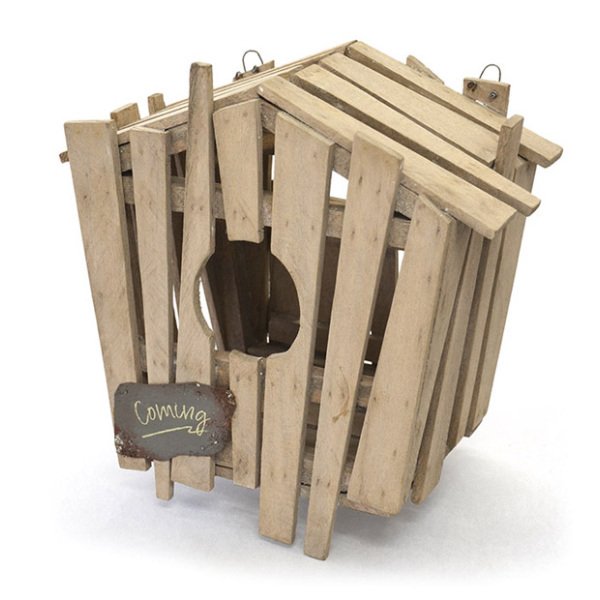 鳥小屋 フラワーケージ プランター 鉢入れ 鳥かご ディストーテッドバードハウス A ガーデニング用品 （ プラントポット バードハウス 園芸 グリーン 木製 ）
