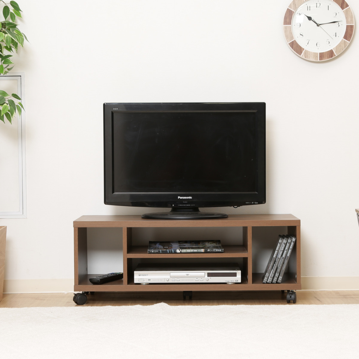 不二貿易（Fuji Boeki） テレビ台 幅89cm キャスター付 木製 オープン
