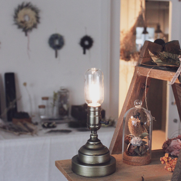 テーブルランプ F ブラス レトロ 間接照明 コードレス 電池式 おしゃれ