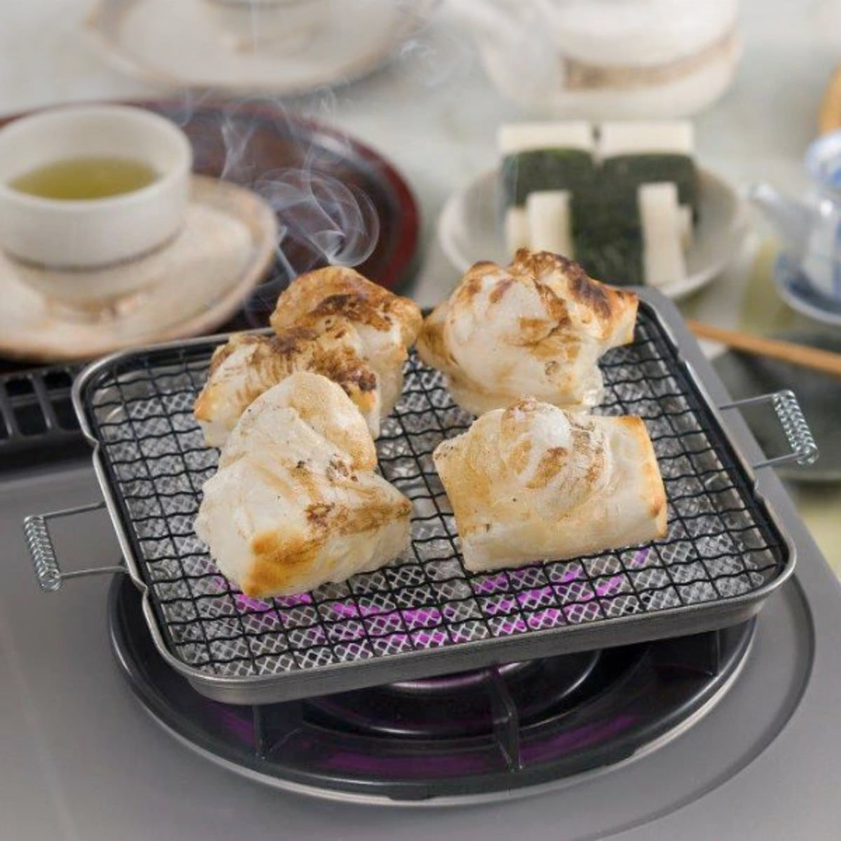 焼き餅 もち網 こんがりもち焼き セラミック 角型 フッ素コート