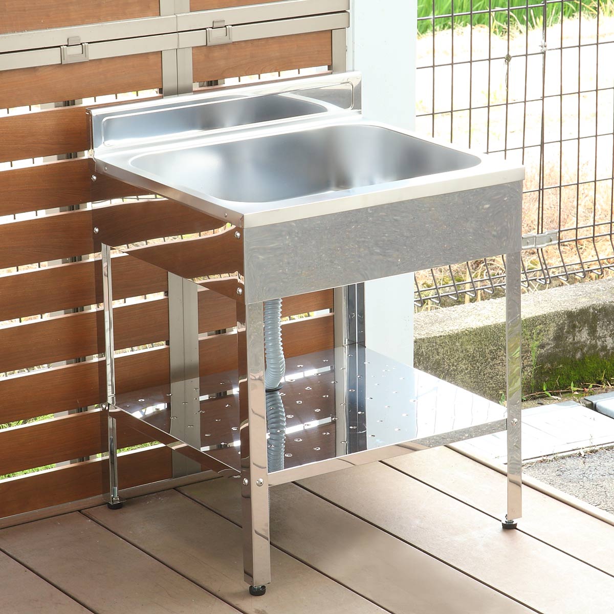 流し台 ステンレス 簡易流し台 幅60×奥行55×高さ78cm ガーデンシンク 屋外 （ シンク アウトドアシンク アウトドア ステンレス製 ）