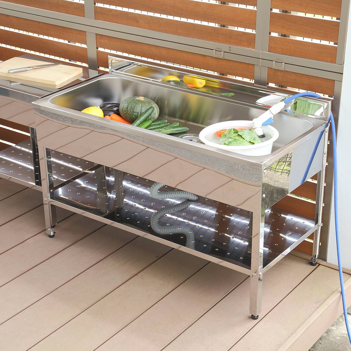 流し台 ステンレス 簡易流し台 幅120×奥行55×高さ78cm ガーデンシンク 