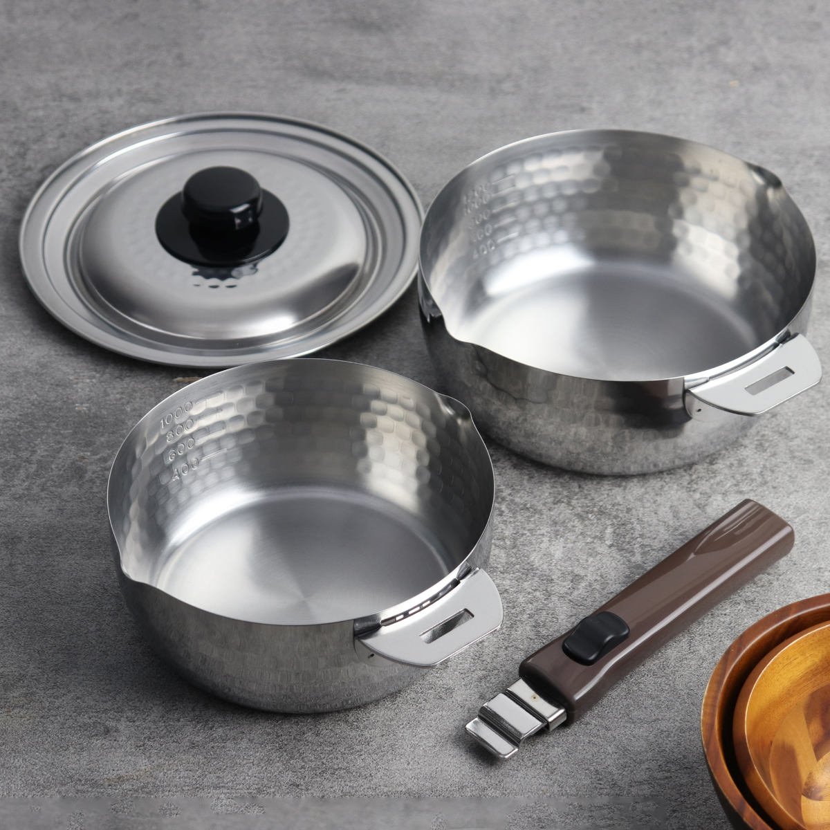 ヨシカワ 雪平鍋4点セット 16cm 18cm IH対応 蓋付き 着脱式ハンドル