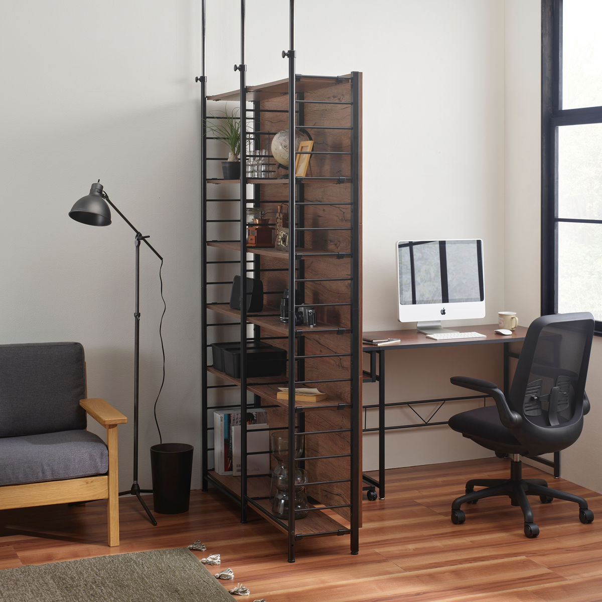 弘益 突っ張り 間仕切りラック 幅117.5cm つっぱり ラック 収納