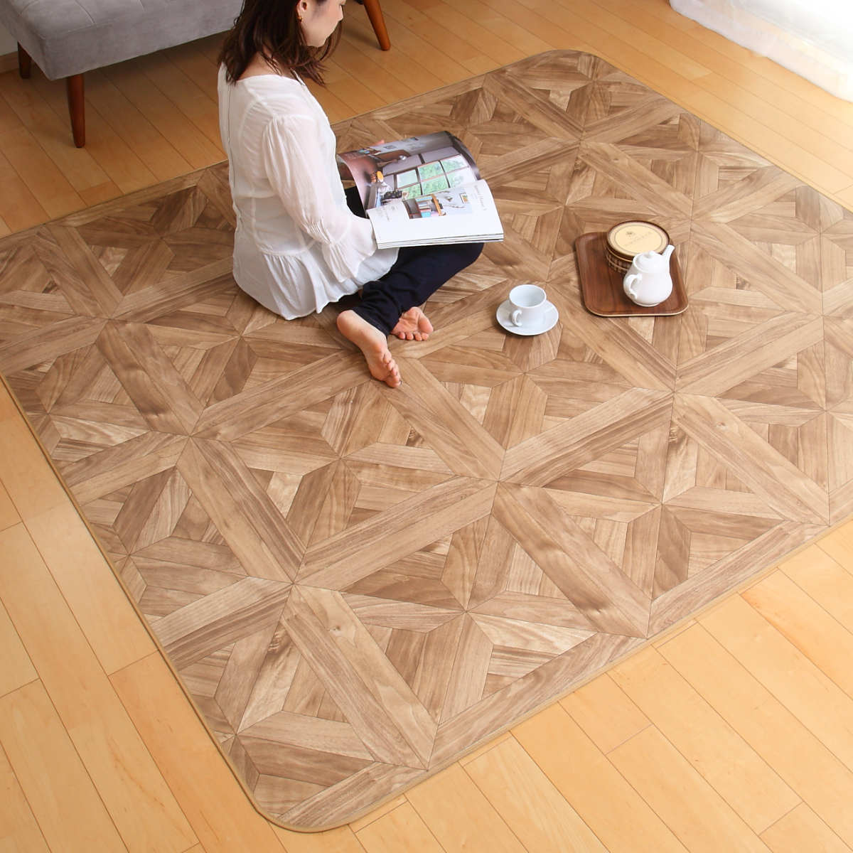 フェデポリマーブル ラグ 182×230cm ラグマット パーケット 既製サイズ 