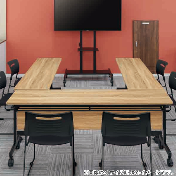 （法人限定） スタックテーブル デスク 幅180cm 奥行60cm テーブル キャスター スタッキング 折りたたみ オフィス （ 折り畳み 会議テーブル 2人用 会議 机 ）_7