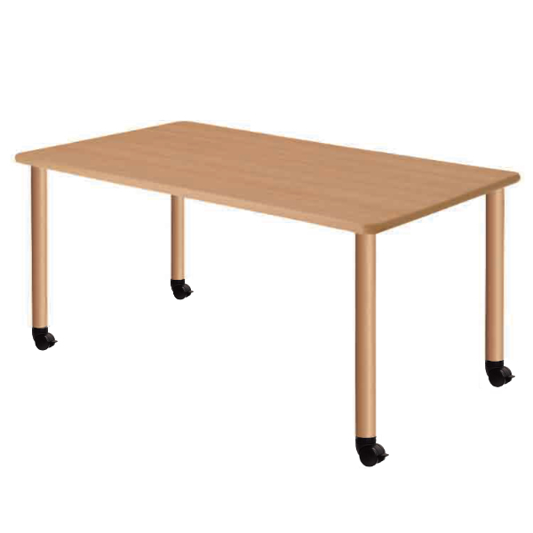 テーブル 幅160cm キャスター脚 高さ調節 長方形 角型 メラミン 施設 介護 オフィス （ 幅 160 福祉 高さ調整 3段階 継ぎ脚 机 ダイニングテーブル ）｜interior-palette｜02