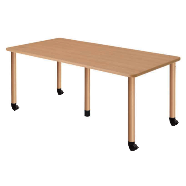 テーブル 幅180cm キャスター脚 高さ調節 長方形 角型 メラミン 施設 介護 オフィス （ 幅 180 福祉 高さ調整 3段階 継ぎ脚 机 ダイニングテーブル ）｜interior-palette｜02