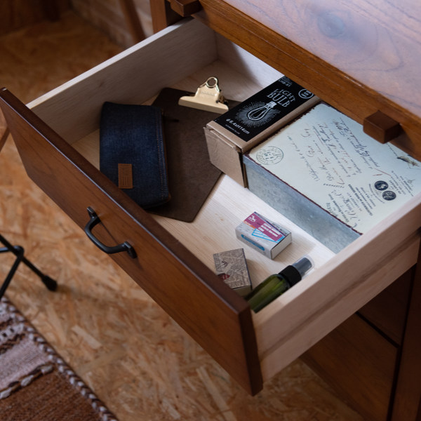 ライティングチェスト 引出し 3段 天然木 エスニック調 Timber 幅60cm