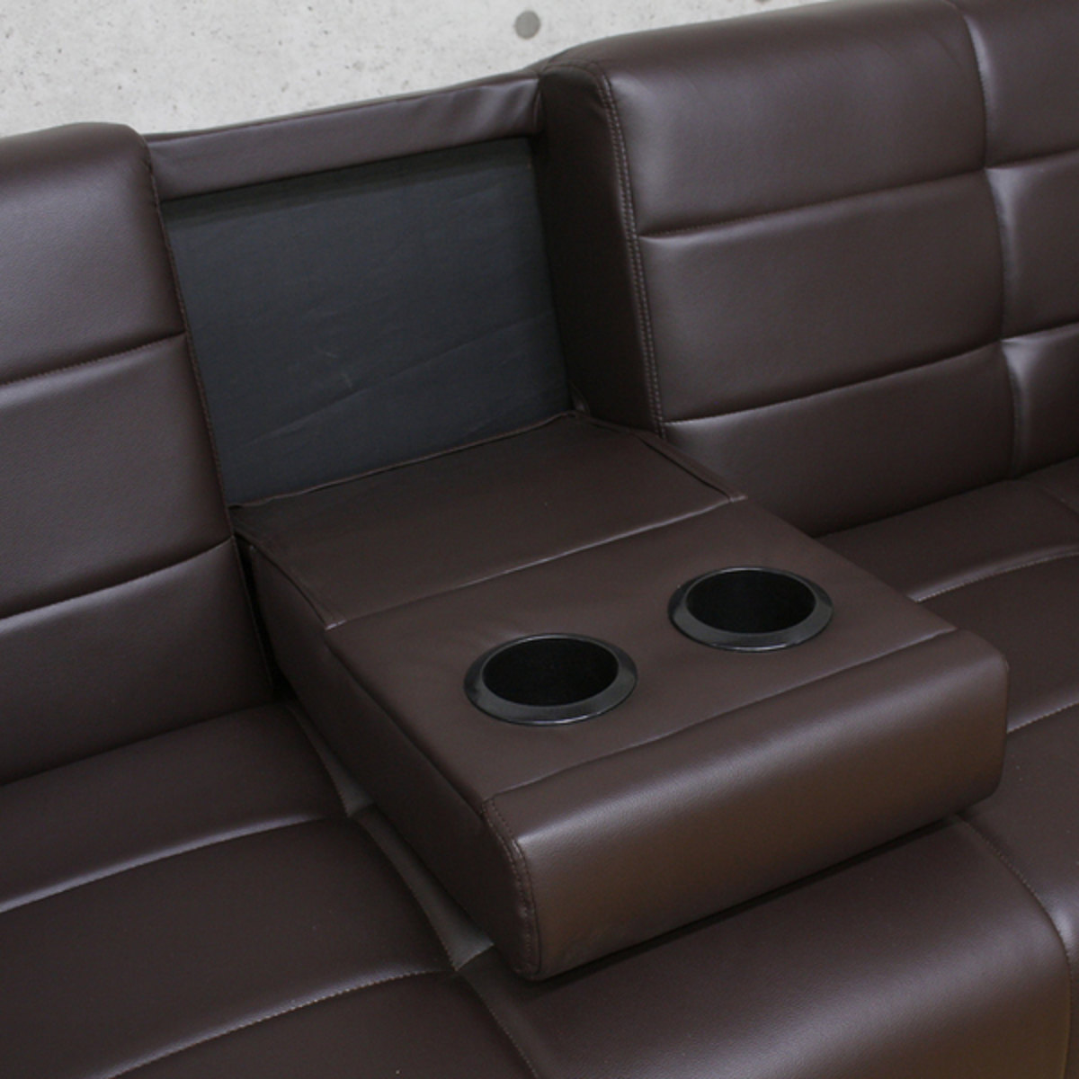 ソファベッド 幅180cm 三人掛け リクライニング レザー調 カップ