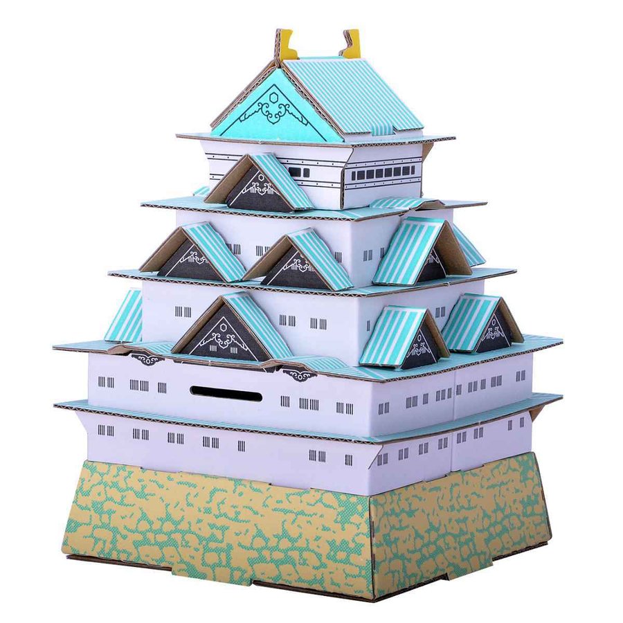 工作キット ダンボール製 hacomo kids 日本のお城 名古屋城 （ ダンボール 段ボール 貯金箱 お城 おもちゃ ペーパークラフト 工作 子ども キッズ 組み立て ）
