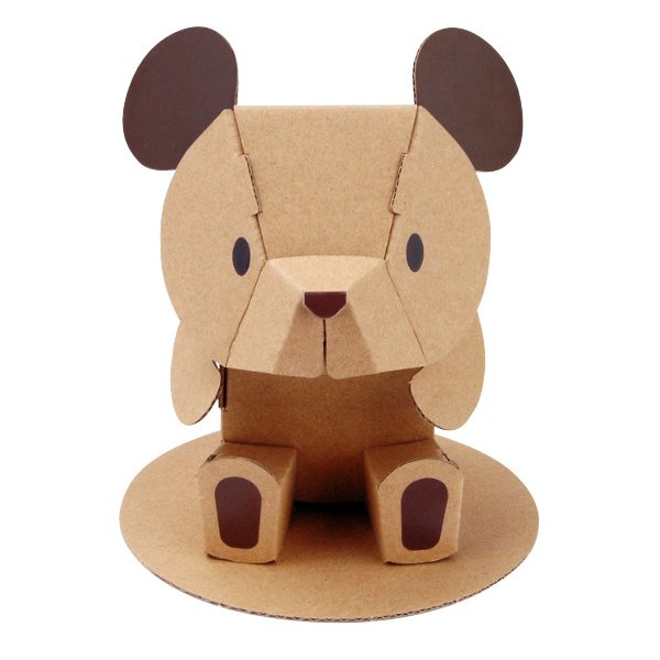 工作キット ダンボール製 hacomo kids ブラウンくまちゃん （ ダンボール 段ボール おもちゃ ペーパークラフト 工作 子ども キッズ 組み立て 手作り キット ）