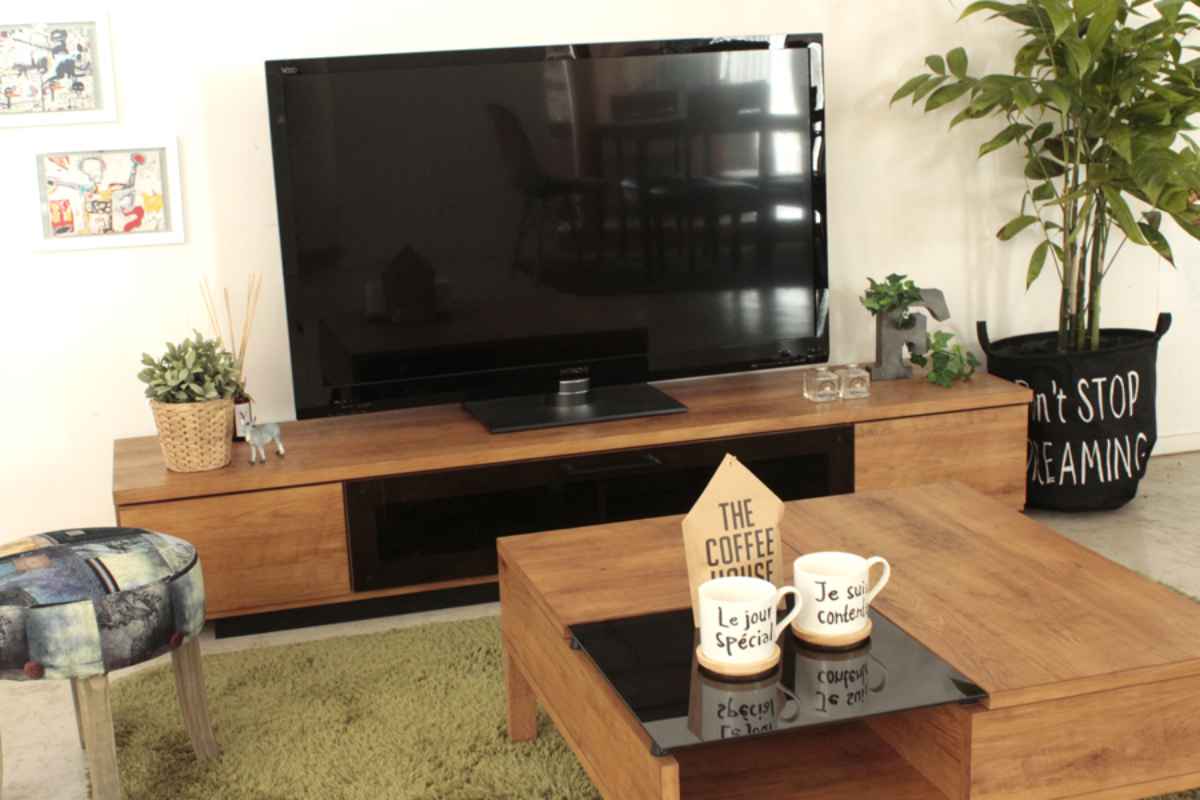 東馬（Tohma） テレビ台 ローボード ヴィンテージ調 ダークガラス扉