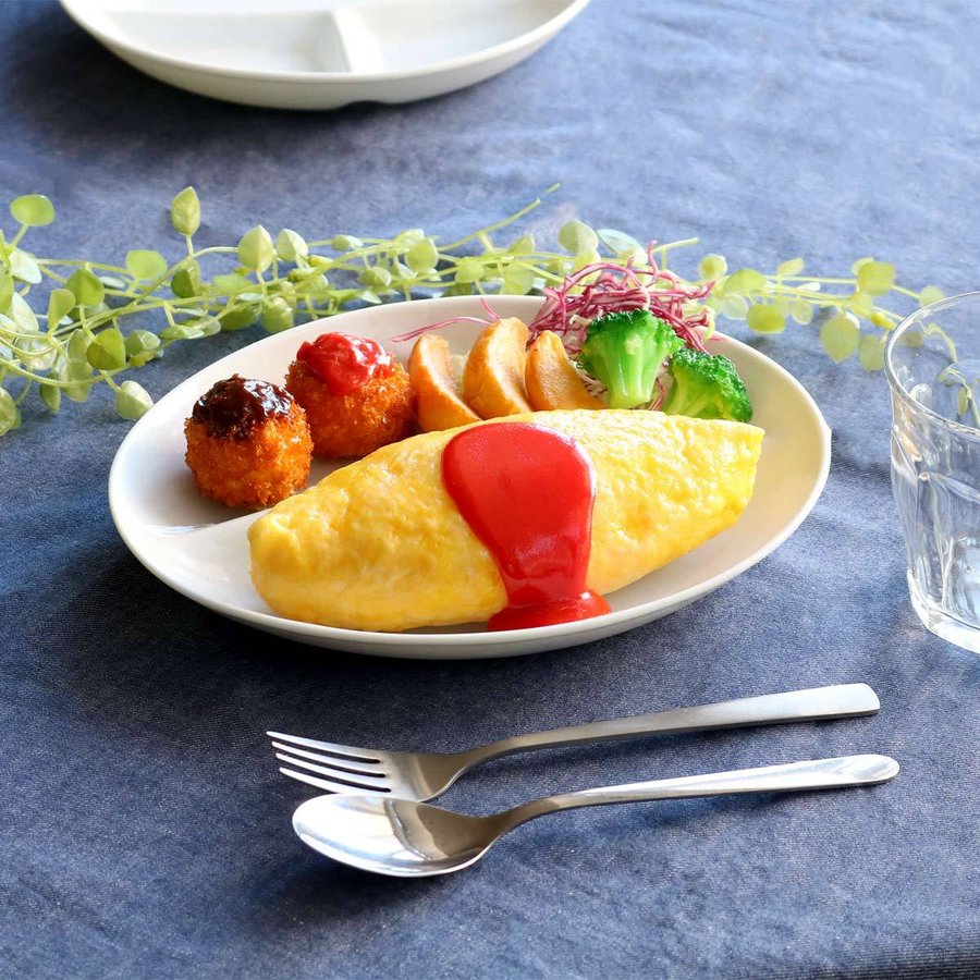 Francfranc プレート・ボウル皿（大・小）・楕円形皿セット ランチプレート 24cm 軽量 オーバル 磁器 （ 食洗機対応 電子レンジ