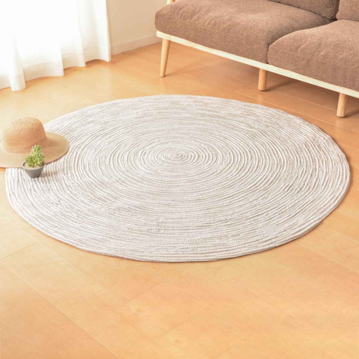 HAGiHARA（萩原） ラグマット 140×140cm ハンドメイド 綿100％の