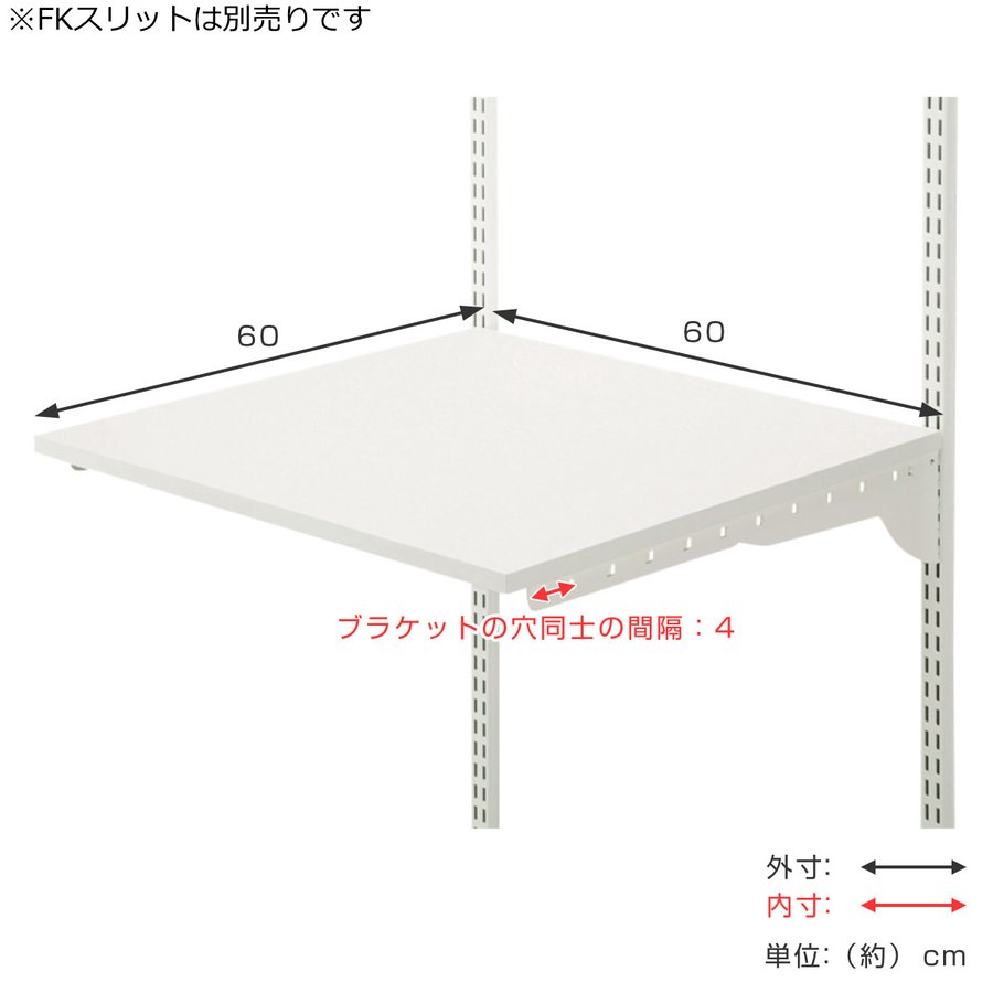 壁面収納 棚 幅60cm 奥行60cm フィットラック TSセット （ 棚板 木製