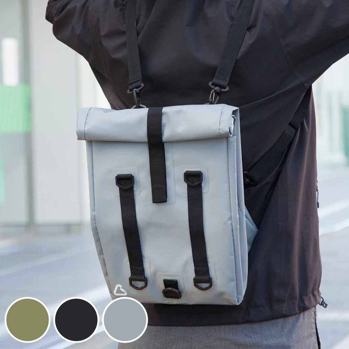 エコバッグ 15L 3WAYバッグ 撥水 折り畳める 内ポケット付き （ テイクアウトバッグ マイバッグ ロールトップ式 軽量 トートバッグ 丸洗い ）