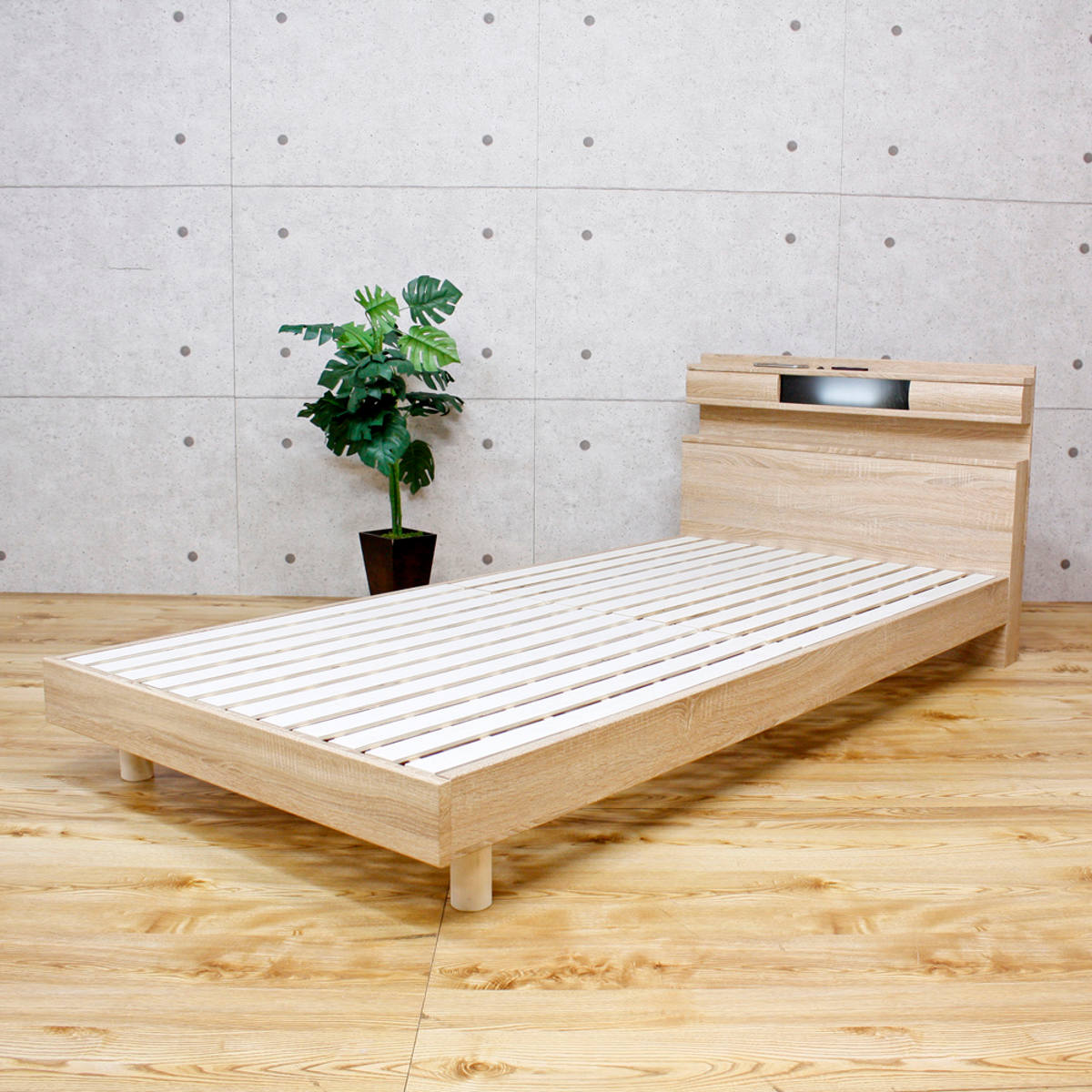 ベッド シングル すのこ コンセント ライト付き （ シングルベッド