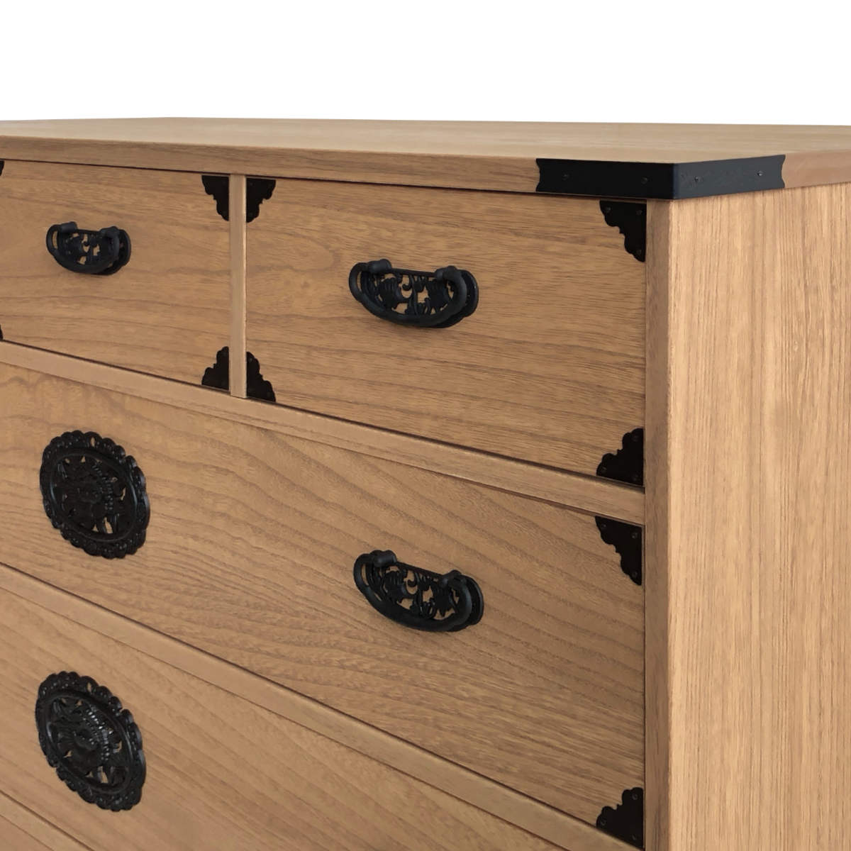 マーゼルン 総桐 民芸たんす 幅75cm 4段 焼桐調オイル仕上げ （ 桐