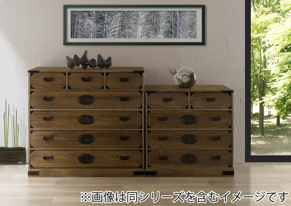 マーゼルン 総桐 民芸たんす 幅75cm 4段 焼桐調オイル仕上げ （ 桐