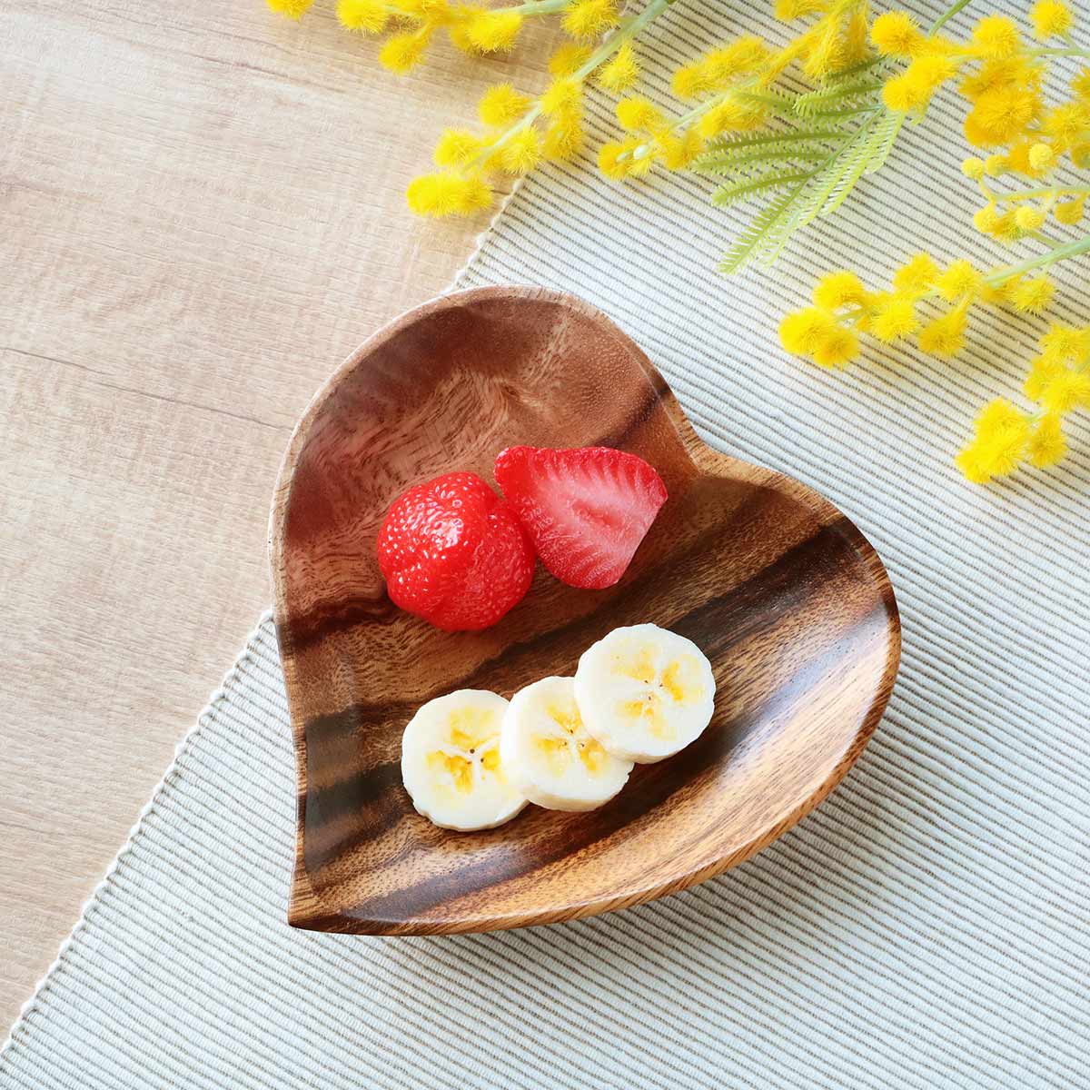 プレート 15cm ハート アカシア製 食洗機対応 （ 食器 木製食器