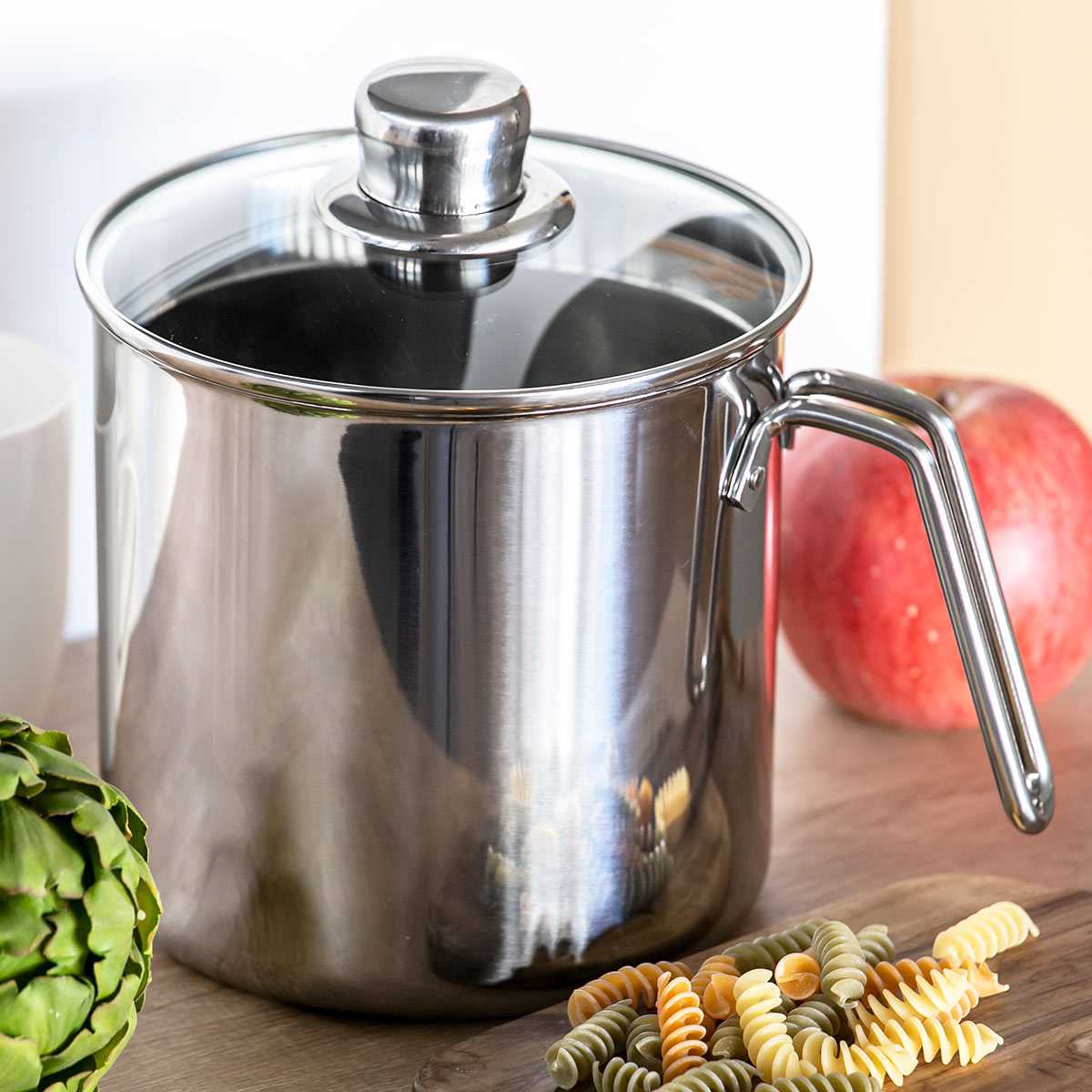 ヨシカワ 片手鍋 16cm 深型 IH対応 バンビーノ ディープポット ガラス