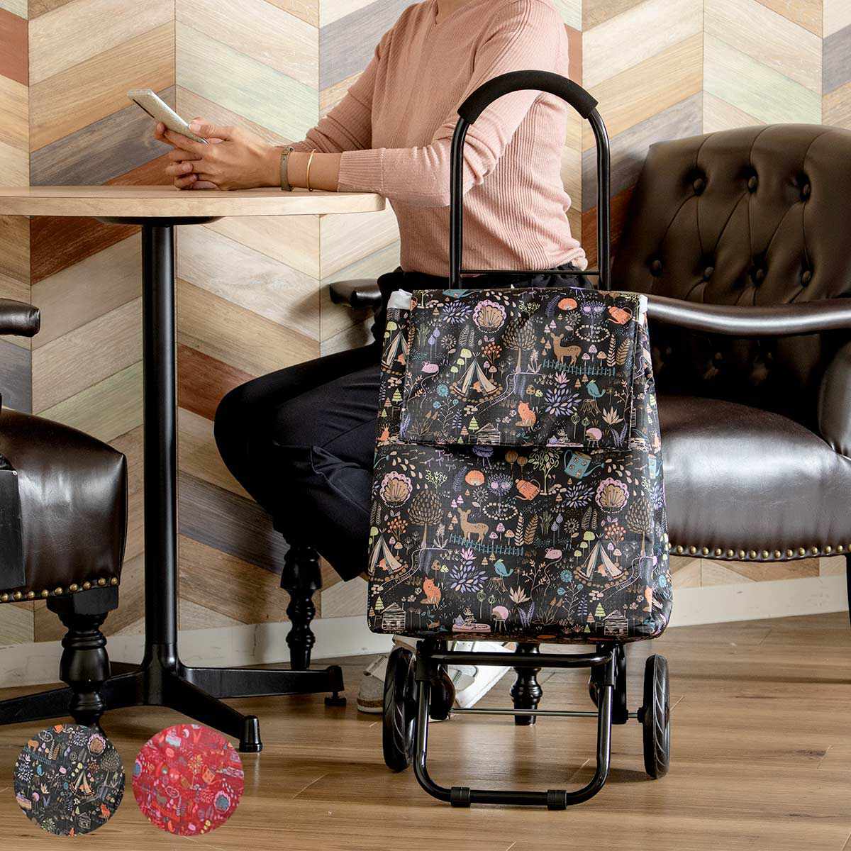 ショッピングカート CHARMISS メルヘン柄 28L 大容量 （ キャリーカート 買い物カート 折りたたみ 軽量 2輪 カート おしゃれ ）