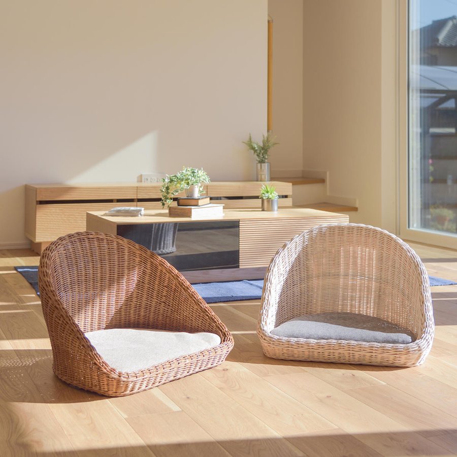 東谷 籐 フロアチェア クッション付 幅53cm （ 座椅子 一人掛け 1人