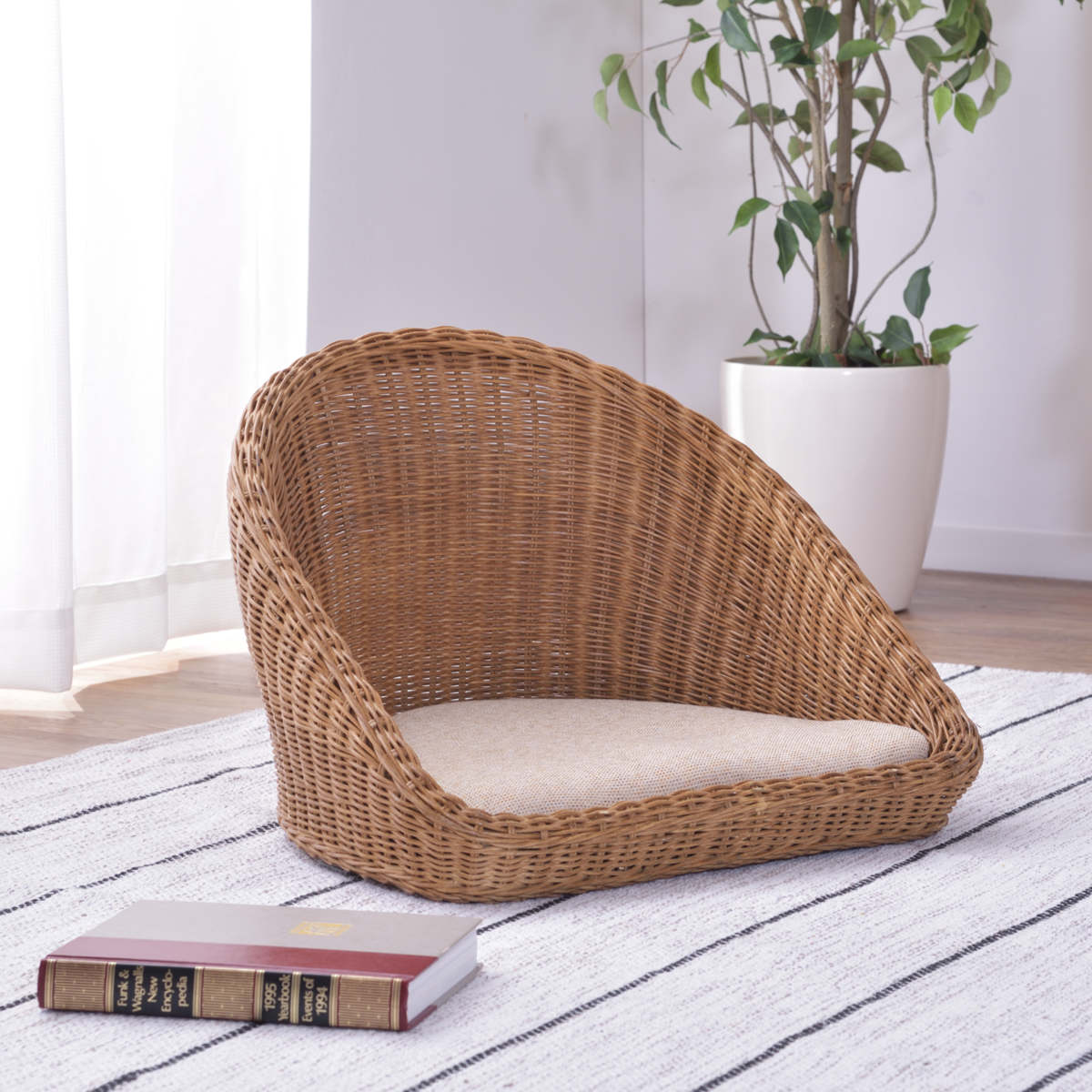 東谷 籐 フロアチェア クッション付 幅53cm （ 座椅子 一人掛け 1人