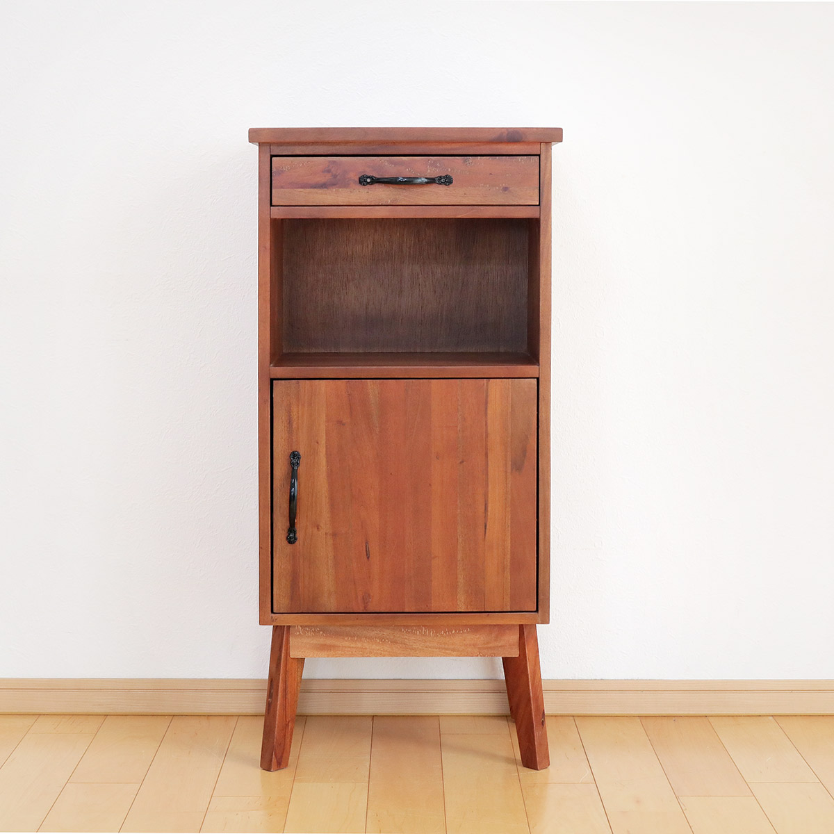 電話台 マホガニー天然木 幅42cm （ 電話 ファックス台 収納棚 収納