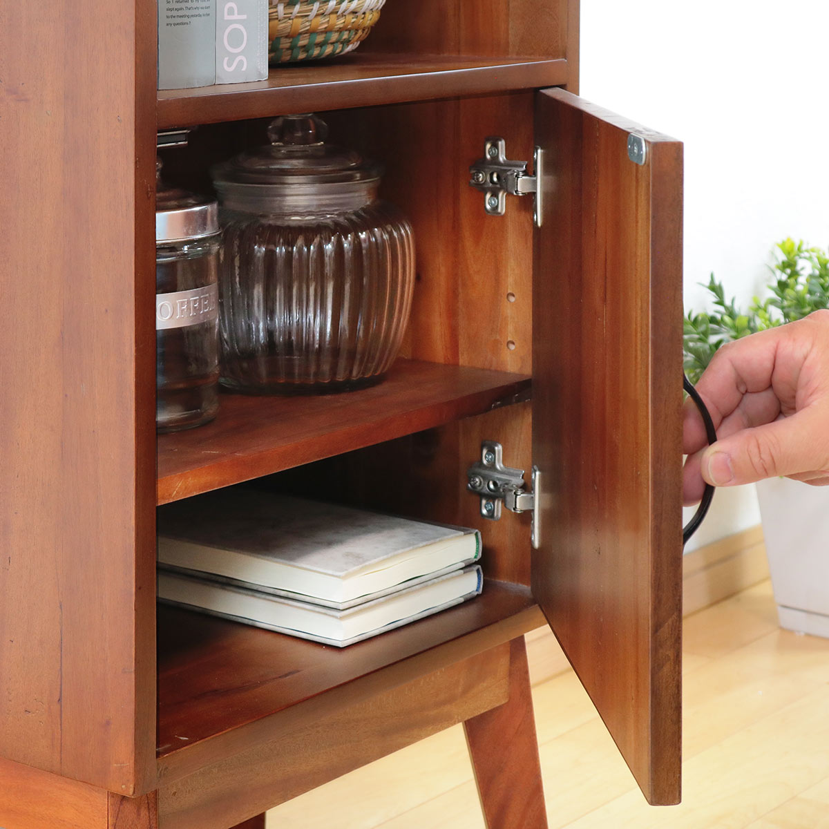 電話台 マホガニー天然木 幅42cm （ 電話 ファックス台 収納棚 収納