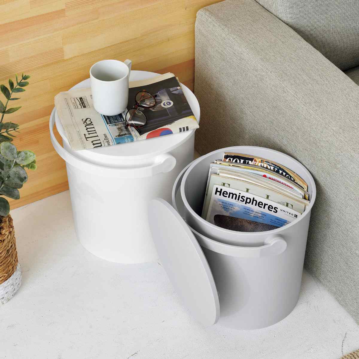 バケツ ふた付き フェルマー 20L 座れる 収納 （ イス スツール 椅子