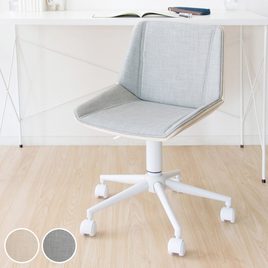 デスクチェア 座面高42〜51cm 高さ調節 ファブリック （ オフィスチェア チェアー イス 椅子 キャスターチェア パソコンチェア 肘掛けなし 木製 疲れにくい ）