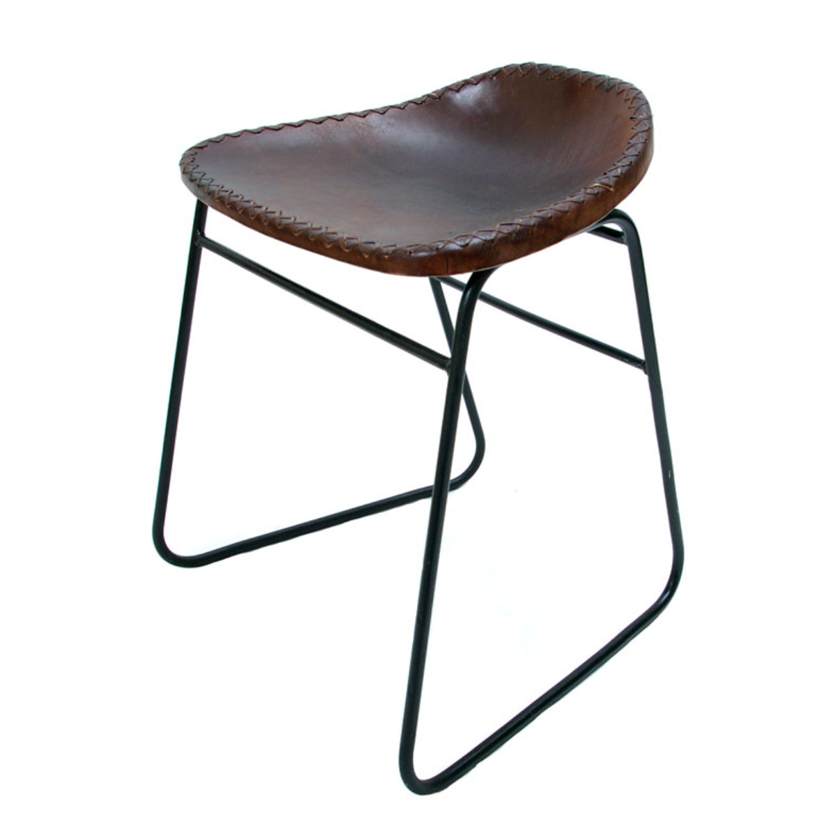 スツール 座面高45cm レザー アイアン アンティーク調 （ チェア イス