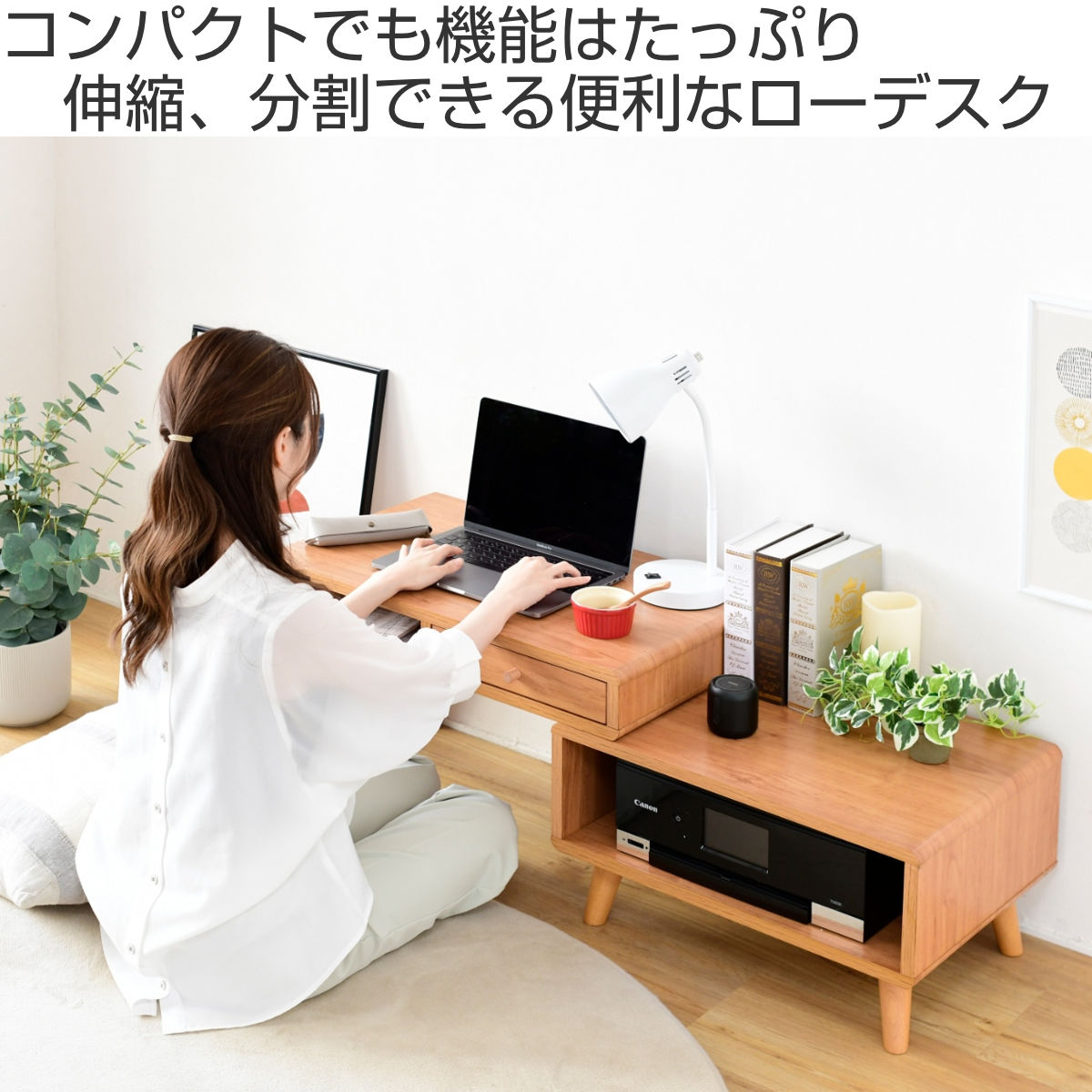 JK-PLAN（ジェイケイ・プラン） ローデスク 伸縮タイプ プリンター収納