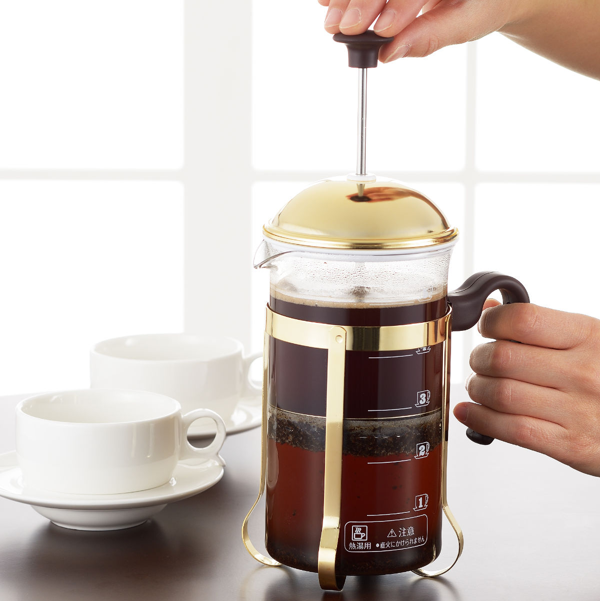 コーヒープレス ティーサーバー 750ml モカブラウン 強化ガラス