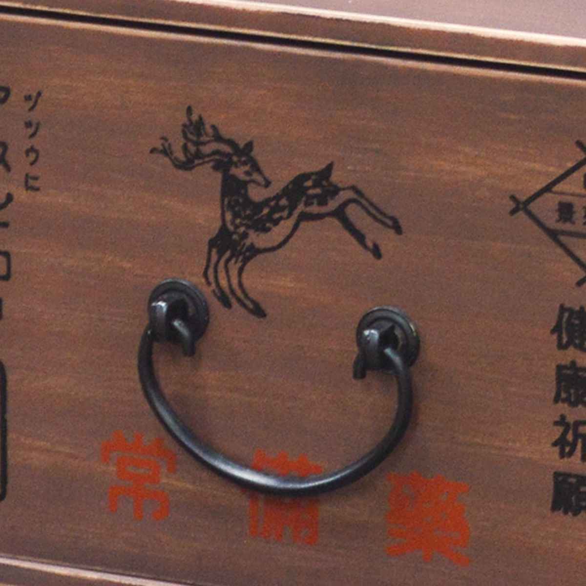 レトロ薬箱 シカ 木製 （ 薬箱 くすり箱 薬入れ 収納ケース 救急