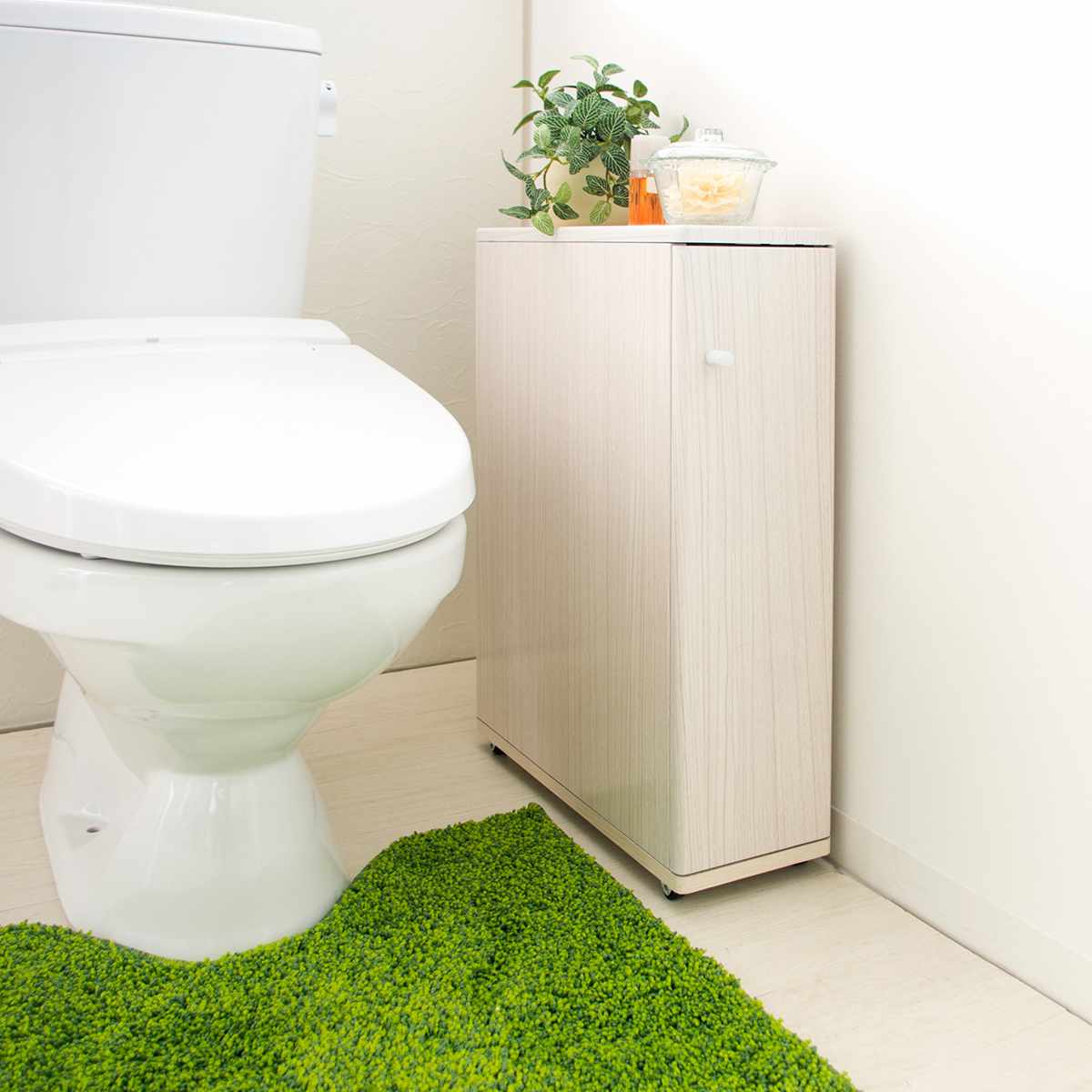 トイレ収納 ホワイト　スリム  トイレットペーパー収納 薄型 HAGiHARA（萩原） トイレ 収納 スリム トイレットペーパー 収納棚