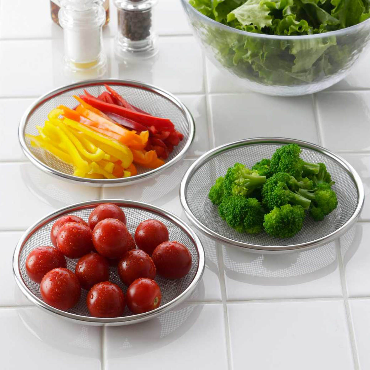 大型 ざる インテリア 下村企販 ザル3点セット 16cm ママクック 浅型 ステンレス製 日本製 油